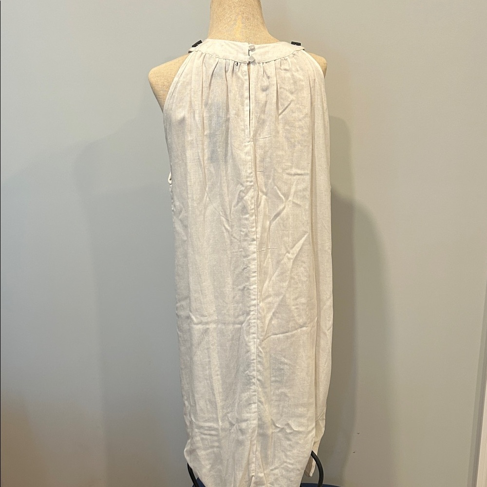 Off White Sleeveless Dress with Accents - Picture 3 of 3